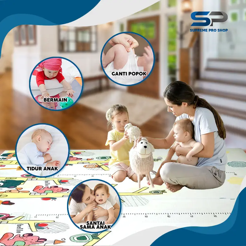 Supreme Pro Shop Playmate bayi karpet lipat playmat tikar bayi foam XPE 1cm-2cm-1.5cm 115*180cm/180*200cm Matras bayi playmat foam lipat luar ruangan Karpet Lipat untuk Berkemah 3