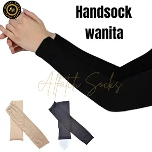 3 Pasang Handsock Manset Tangan Wanita Pira Muslimah Hijab Dewasa Jumbo Bolak Balik Warna Hitam Coklat Putih Bahan Nylon Spandek Lembut Nyaman Fashion