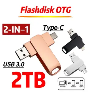 2TB 2in1 USB3.0 flash drive type c 1TB high-speed OTG USB flash drive, suitable for Android hp laptop（typec/usb） Computer Flashdisk Storage Pc Tablet card memory jkt