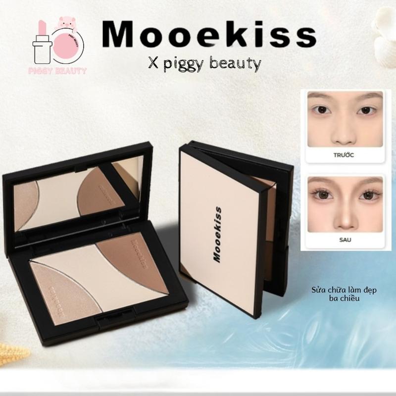 Phấn Đánh Bóng Tạo Đường Viền Ba Màu, Mooekiss, Lớp Hoàn Thiện Lì Làm Sáng Khuôn Mặt, Phấn Mũi Và Phấn Mắt, Ba Trong Một, Sản Phẩm Chuyên Nghiệp vùng Cosmetic Trang Điểm bảng khối moekiss 02