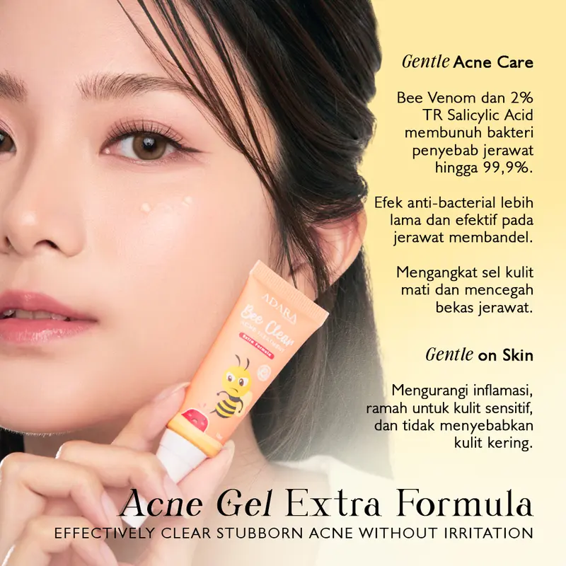 [Twin Pack 2 pcs] ADARA - Bee Clear Acne Gel Extra Formula | adara acne spot sensitive skin friendly perawatan wajah berjerawat niacinamide bee venom 2