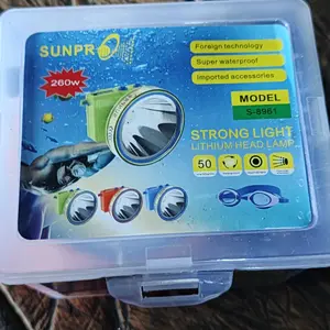 Senter Kepala Selam Diving 260 Watt Sunpro S-8961 Cahaya Putih Waterproof Super Terang Batre 4000mAh Tahan Hingga 12 Jam Pemakaian Plus Kaca Mata Renang