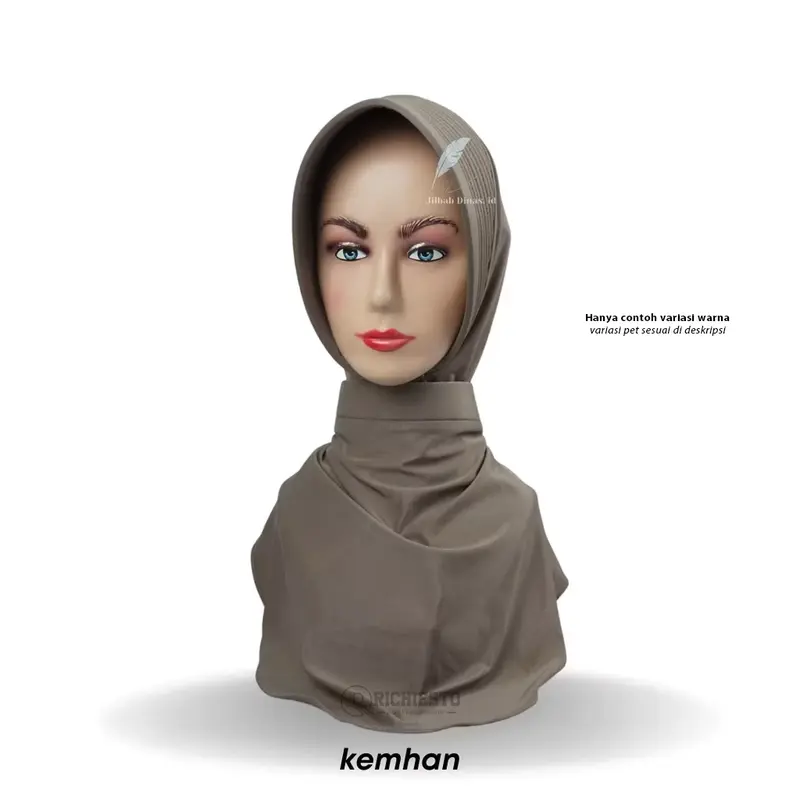 Hijab Dinas Pet Anti Tembem Polwan PNS Bhayangkari Persit Perawat Spandek Sutera Premium Kerudung Instan Busa Khimar Tebal Muslim 5
