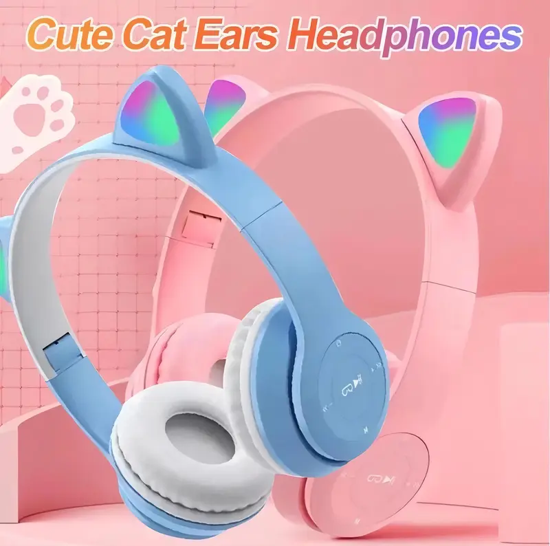 MoonLight - Headphone Bluetooth Model Telinga Kucing LED Wireless Stereo Bass Y47 / Headphone Lucu dengan Lampu Y47 1