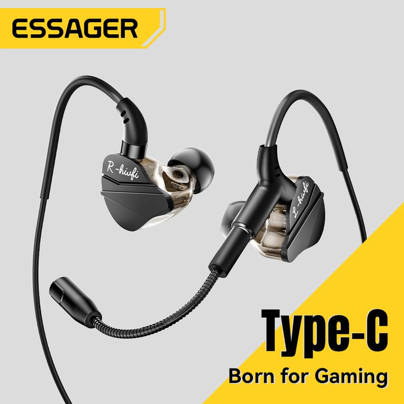 Tai Nghe Có Dây, Essager, Âm Trầm HIFI, Trong Tai, Có Dây, Tương Thích Với USB Type C Và 3.5Mm, Điều Khiển Có Dây, Có Micro, Giảm Tiếng Ồn, Thích Hợp Cho Chơi Game