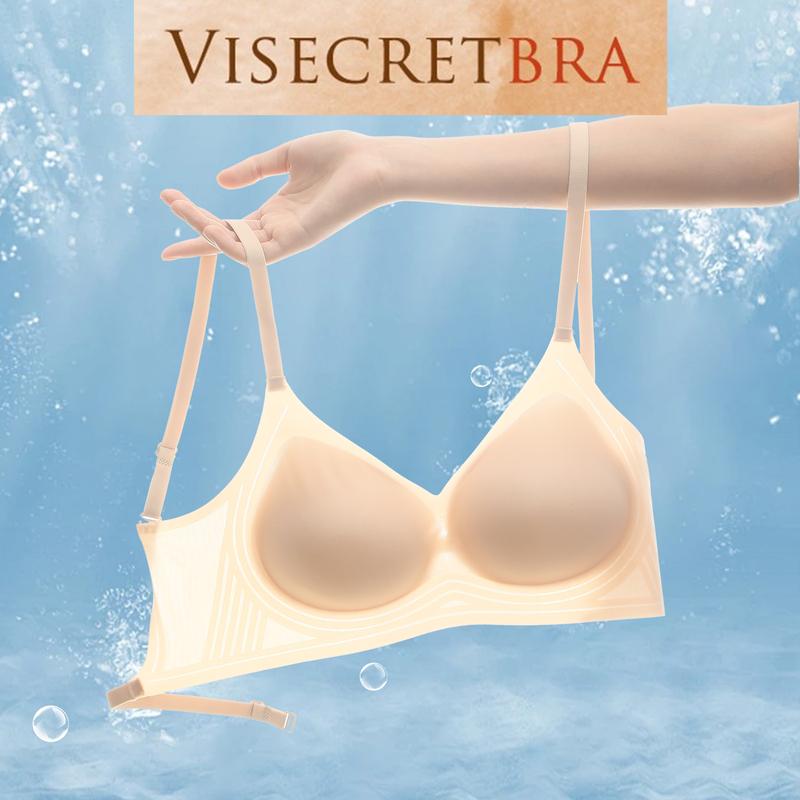 Visecret Bra Áo Lót Áo Bra Chất Su Mỏng Cup Áo Tròn Chống Xệ Mút Dày Thoáng Khí Không Gọng Không Đường May Hở Lưng -- VN241054 Women