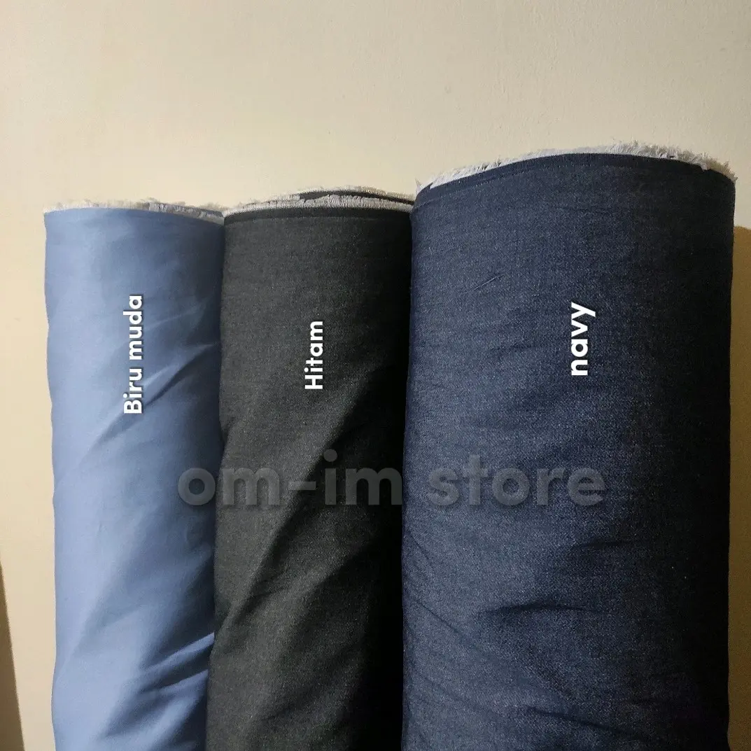 AFL Kain Soft Jeans West 5 oz bahan dress, gamis, kemeja, blazer, tunik, overall, celana kulot, celana santai dll  Biru muda hitam, navy