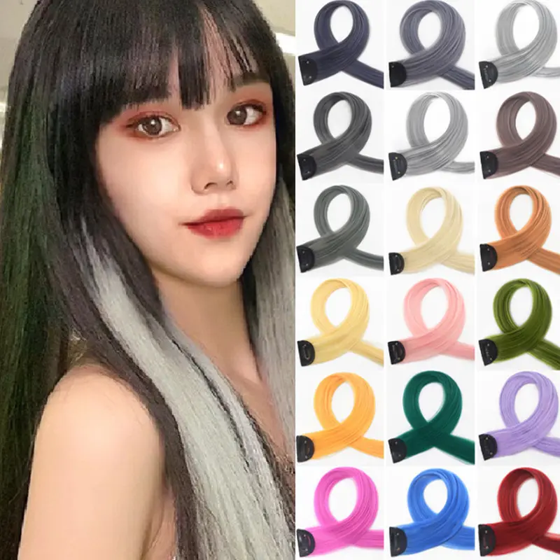 Wig Jepit Rambut Palsu Lurus Untuk Harian / Pesta/pemanjang rambut warna warni / Wig rambut palsu wanita