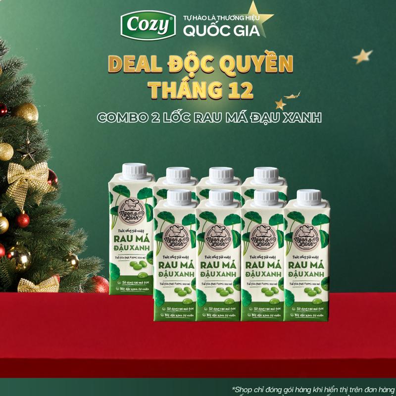 COMBO 2 LỐC Rau Má Đậu Xanh Ngon&Lành Cozy Tea 225ml - Hương Vị Tươi Mát - Trà Hoa Quả Giải Khát Nước Trà Chè