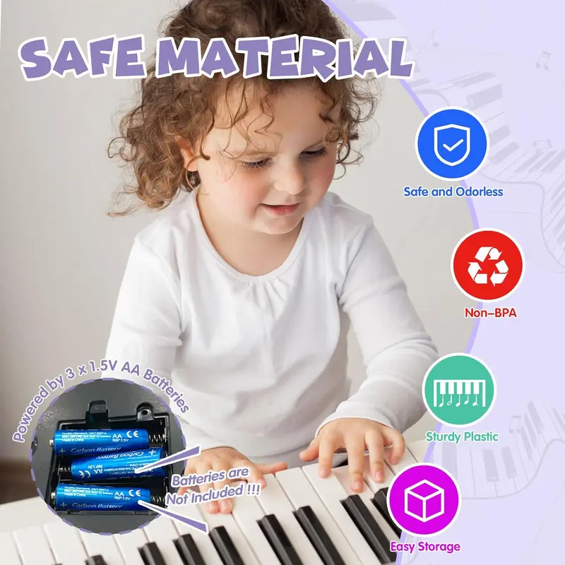 37 Keys Kids Piano Keyboard, Portable White Electronic Music Toy for Toddlers Ages 2-6, Educational Instrument with Songbook Stickers, Birthday Christmas Gifts for Boys Girls 3