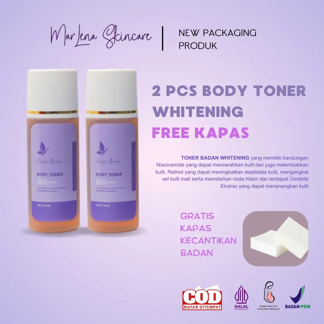 PAKET 2 TONER BADAN  MARLENA\TONER FREE KAPAS BODYTONER WHITENING STRONG Mencerahkan