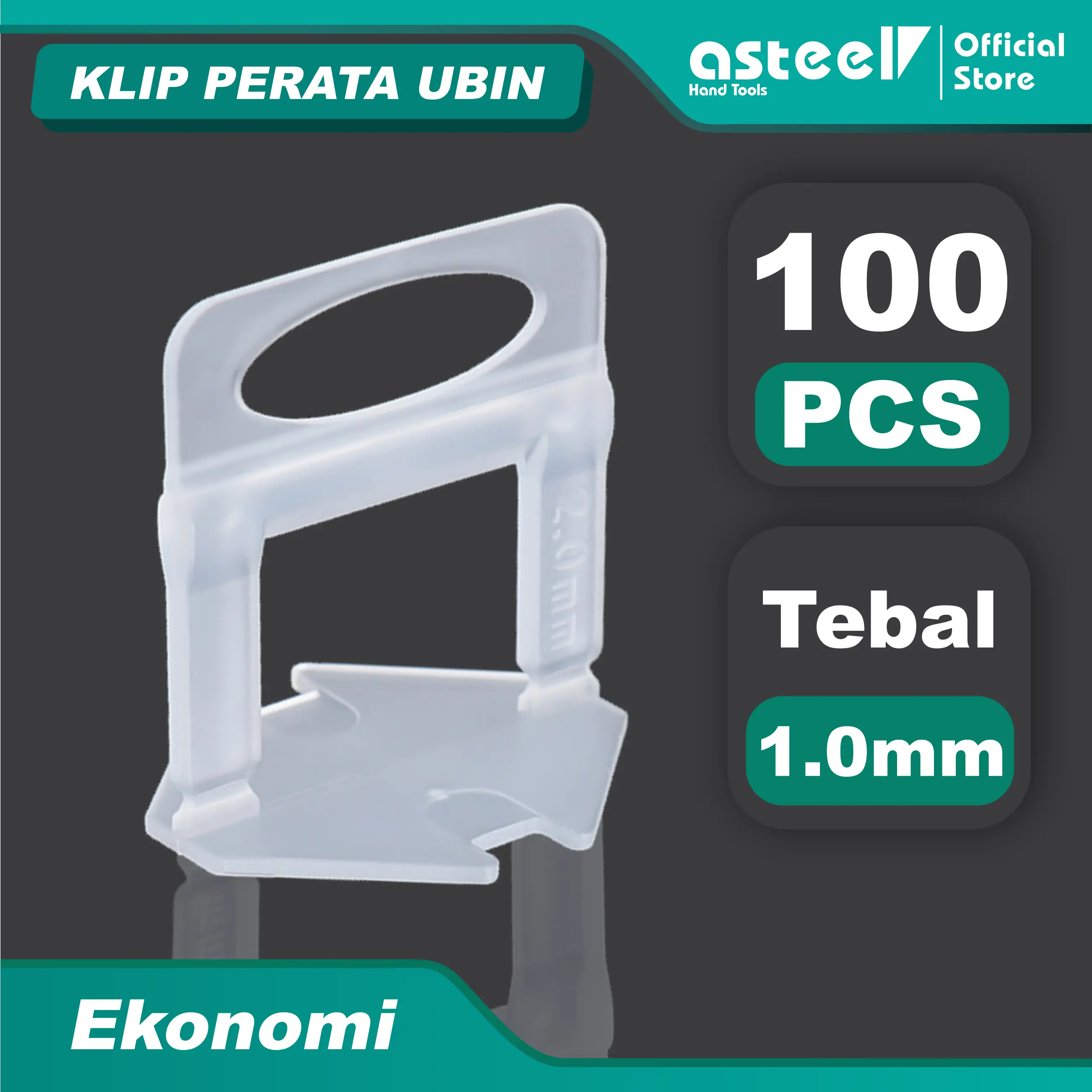 ASTEEL Klip Clips 1mm Economy Alat Perata Pasang Keramik Tile Spacer Granit Tipe Pasak Klip 1mm Perata lantai - Nat Kramik granit - Tile Leveling system - Alat Bantu Pasang Keramik granit - Alat Perata Granit