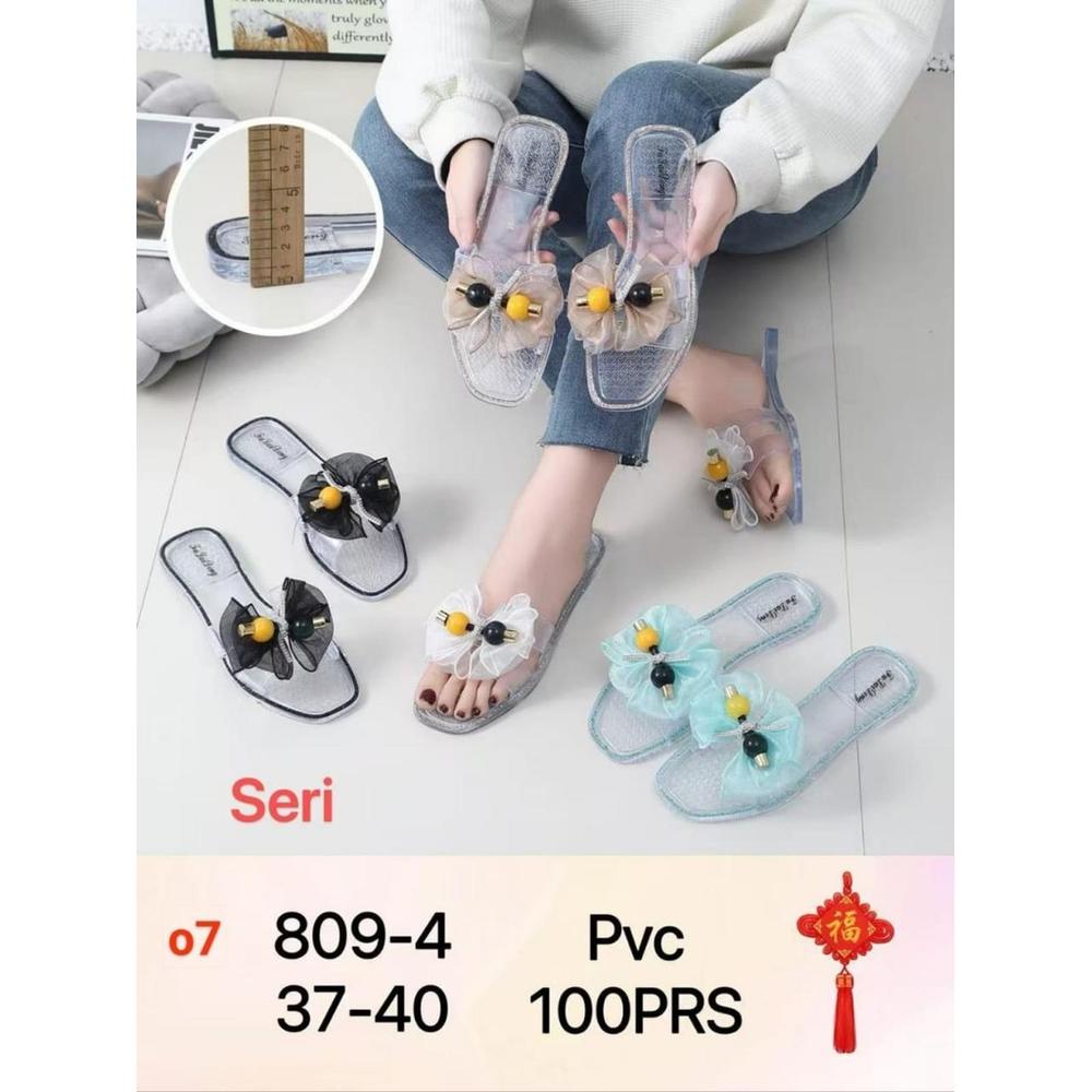 Sandal Kaca Wanita Jelly 2 Mote Winola Collection 890-4H - Black, 37