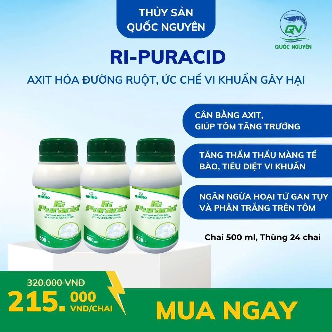 PURACID - AXIT HỮU CƠ, ỨC CHẾ VI KHUẨN GÂY BỆNH TÔM CÁ