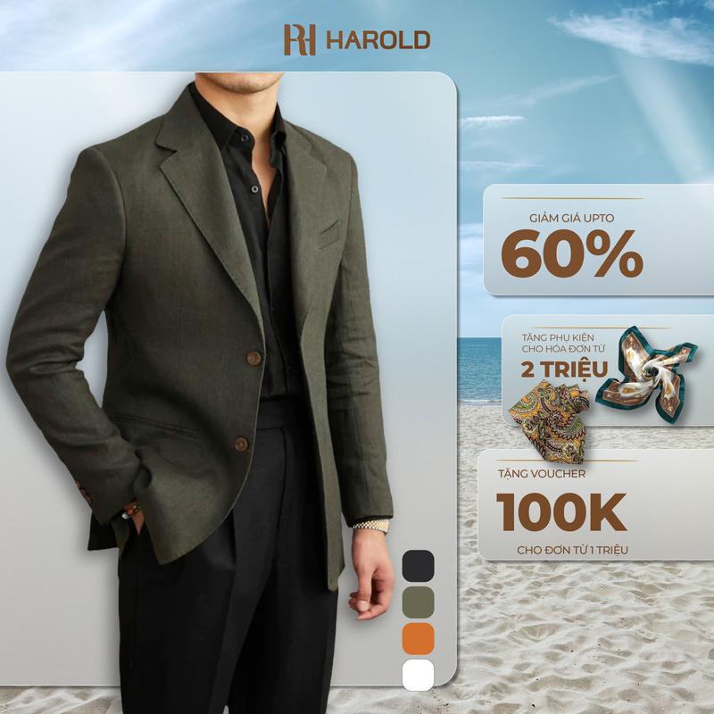 Áo Blazer Nam Cao Cấp Harold Havana Linen 1 Hàng Khuy - Áo Vest Thiết Kế Sang Trọng, Vải Thoáng Mát, , Độ Bền Cao - Hàng Cao Cấp Menswear