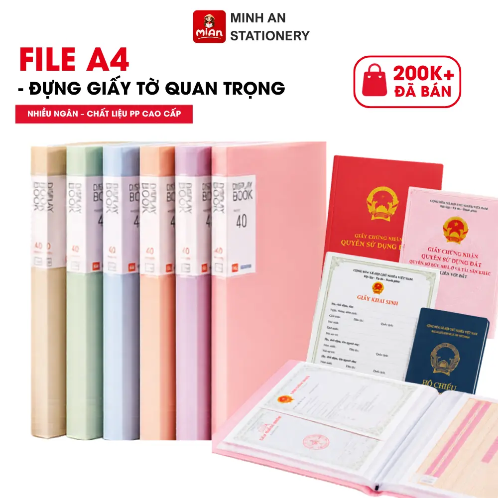 File lá A4 nhiều ngăn, File đựng giấy tờ, Tệp đựng tài liệu 30 lá 60 lá 80 lá chất liệu PP cao cấp