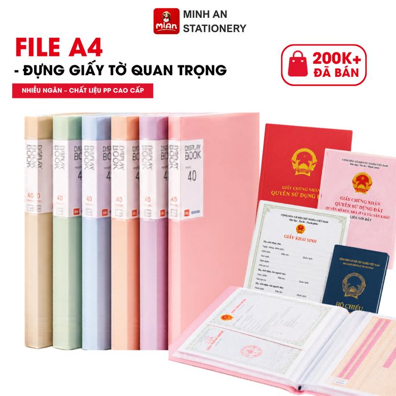 File lá A4 nhiều ngăn, File đựng giấy tờ, Tệp đựng tài liệu 30 lá 60 lá 80 lá chất liệu PP cao cấp