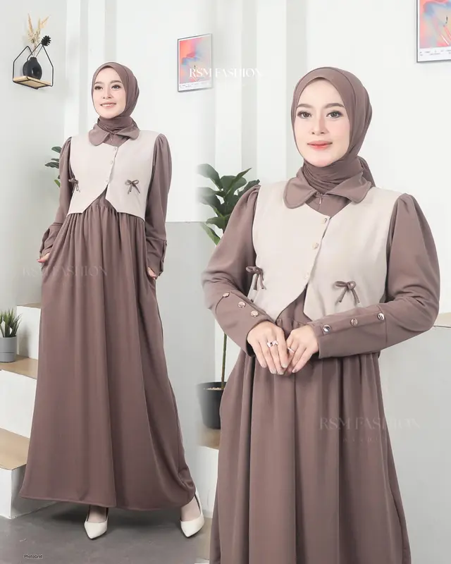 Azura Dress Knit Gamis Knit Rompi Gamis Rompi Gamis Cardi Gamis RSM 4