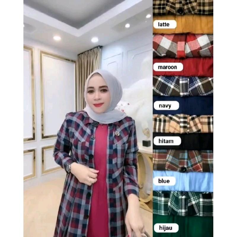 Set Baju Muslim 2 In 1 Gamis Outer Flanel Twill 3