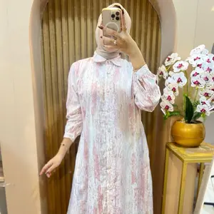 (EXCLUSIF PREMIUM PO 2025A) Gamis Series Pallaine Printing Terbaru Gamis Printing Full Kancing Gamis Wanita Busui Friendly Gamis Motif Printing Premium – Desain Limited