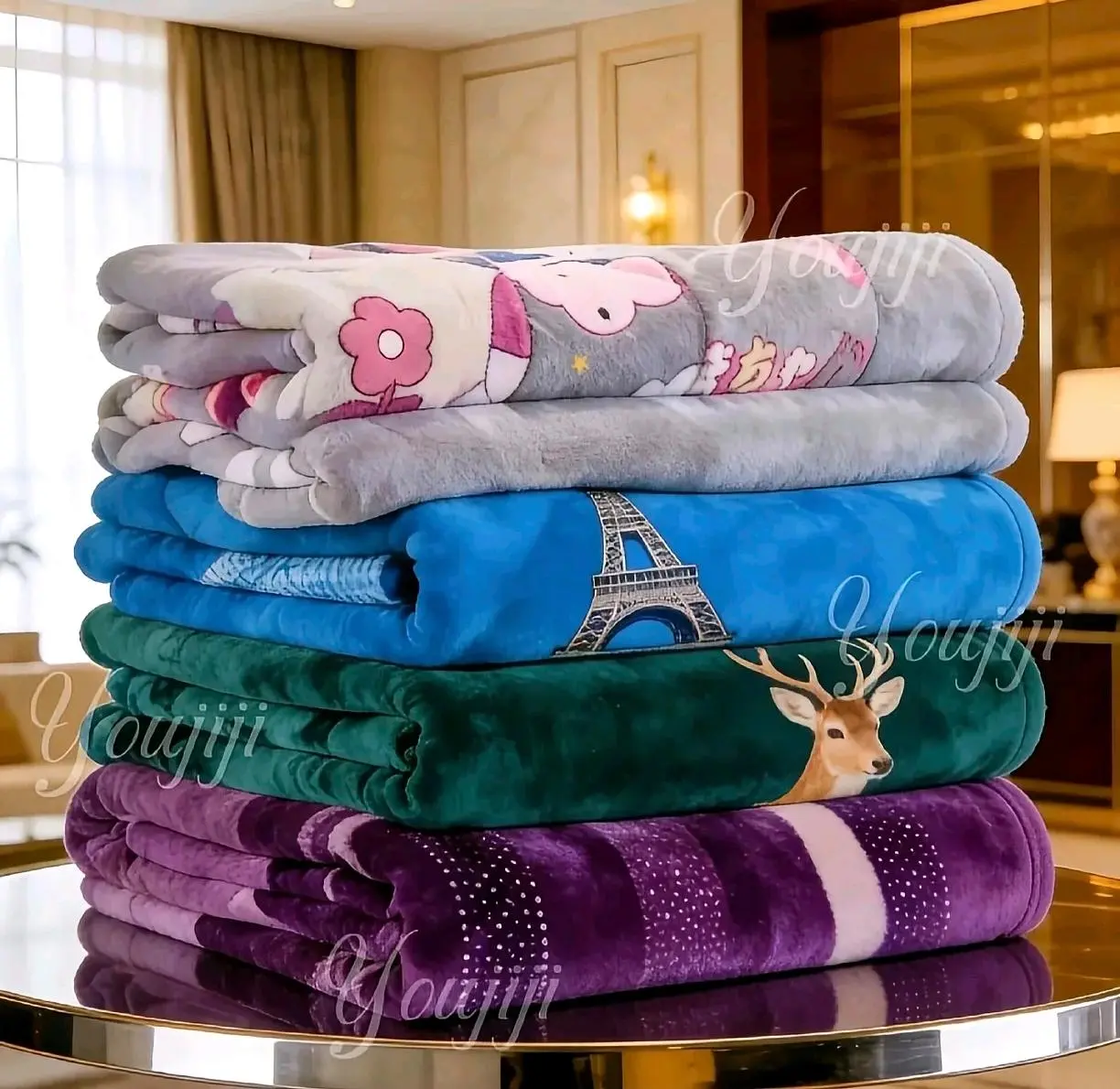 NBA808 Selimut Bulu Halus 4 PCS UK 120 X 170 CM Bahan Polyester Hadiah Kado Ulang Tahun