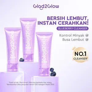 [BPOM]Glad2Glow Blueberry Cleanser Ceramide Low pH Gel 70ml | Face Wash Facial Cleanser Sabun Cuci Muka Pembersih Pencuci Muka Kotoran Membersihkan Berjerawat Kering Wajah Mencerahkan barrer centella 5X Ceramides
