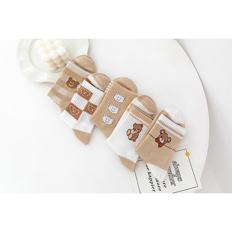 KS42 Kaos Kaki Pria Wanita Motif Bear Bear Kaos Kaki Panjang Beruang Fashion Korea 4