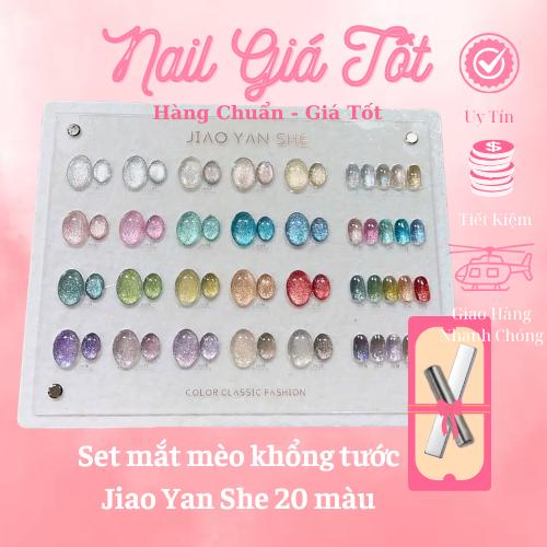 Set mắt mèo khổng tước JIAO YAN SHE - Set sơn mắt mèo 20 màu mix khổng tước cầu vồng siêu sáng ( tặng kèm bảng màu + combo 2 thanh hút ) [ Nail Giá Tốt ]