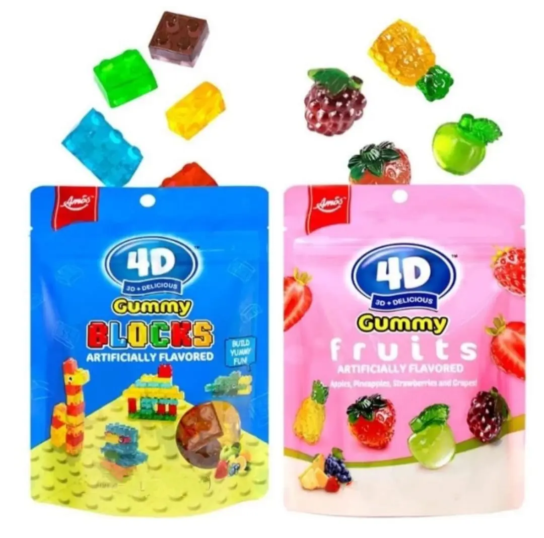 Amos Gummy Blocks Soft Candy 72g / Amos Gummy Fruits Soft Candy 72g