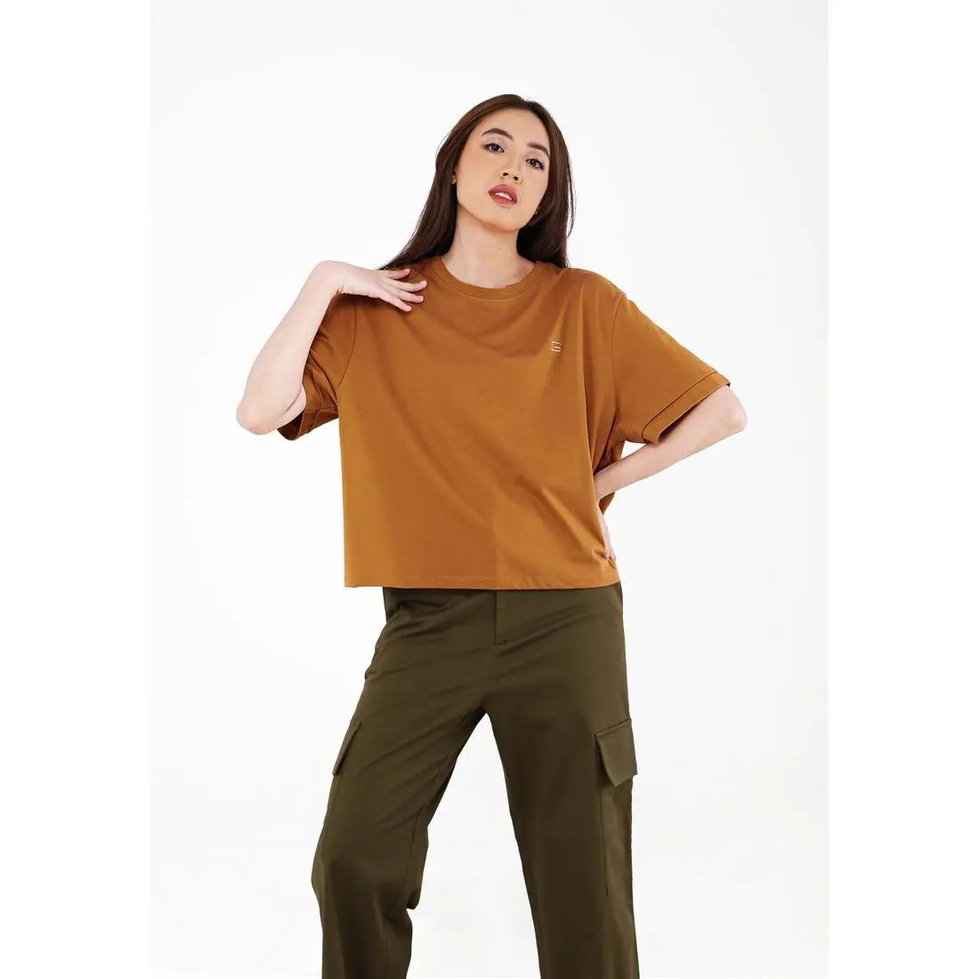 Greenlight Women's Cropped Fit Boxy Cut T-Shirt Short Sleeve Kimi H110324