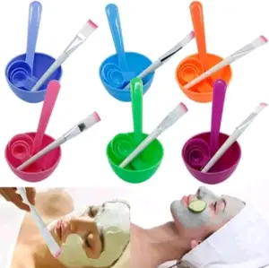 Mangkuk Masker Set 4 in 1 (kuas bulu,sendok takar,mangkuk,spatula)