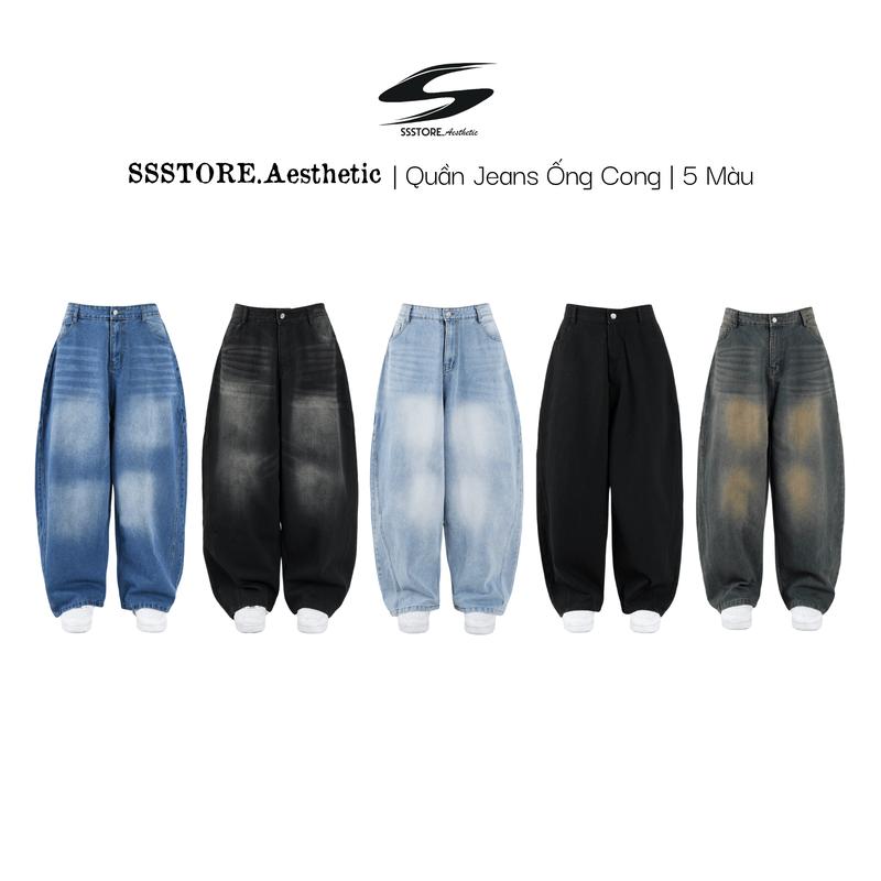 SSSTORE.Aesthetic | Quần Jeans Ống Cong Form Rộng Nhiều Màu – Baggy Unisex Streetwear
