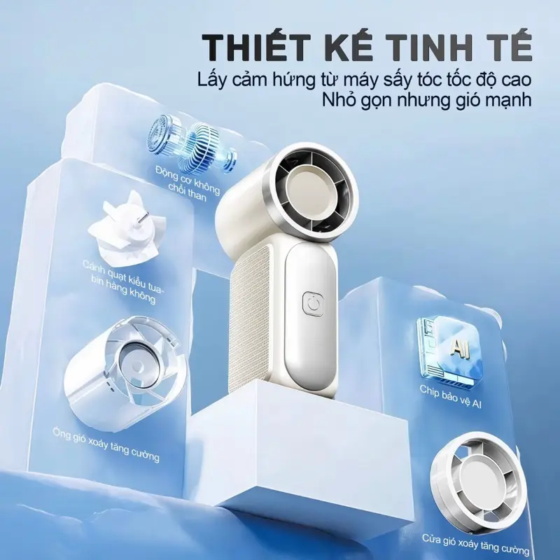 Quạt cầm tay S1 Mini tốc độ cao , 100 mức gió, pin 1800mAh làm mát nhanh, quạt tích điện S1 Mini Thiết Kế Đẹp Có Màn Hình led. | BigBuy360 - bigbuy360.vn