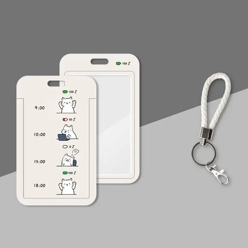 Cat Shape Card Cover Couple Card Case Dành cho sinh viên Thẻ trường học Thẻ ăn uống Xe buýt Thẻ bảo vệ với dòng dài 3
