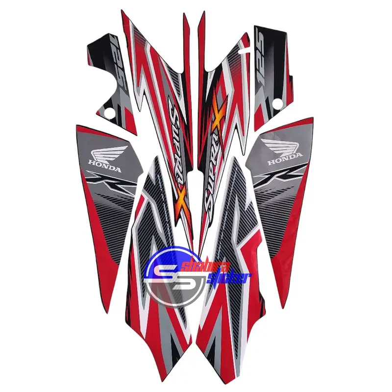 Striping Stiker Motor Honda Supra X 125R 2012 Hitam Merah Fullset Motorcycle striping supra x 125 batman 1