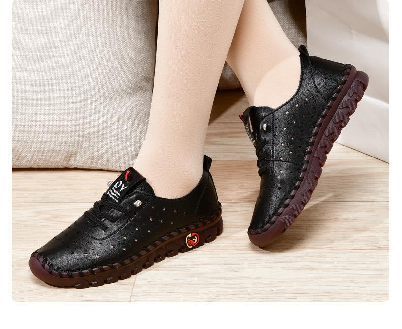 Product Introduction of Sneakers Women Shoes Leather Loafers Shoes for Women Comfortable Slip on Shoes Hand Sewing Thread Mom Shoes 34