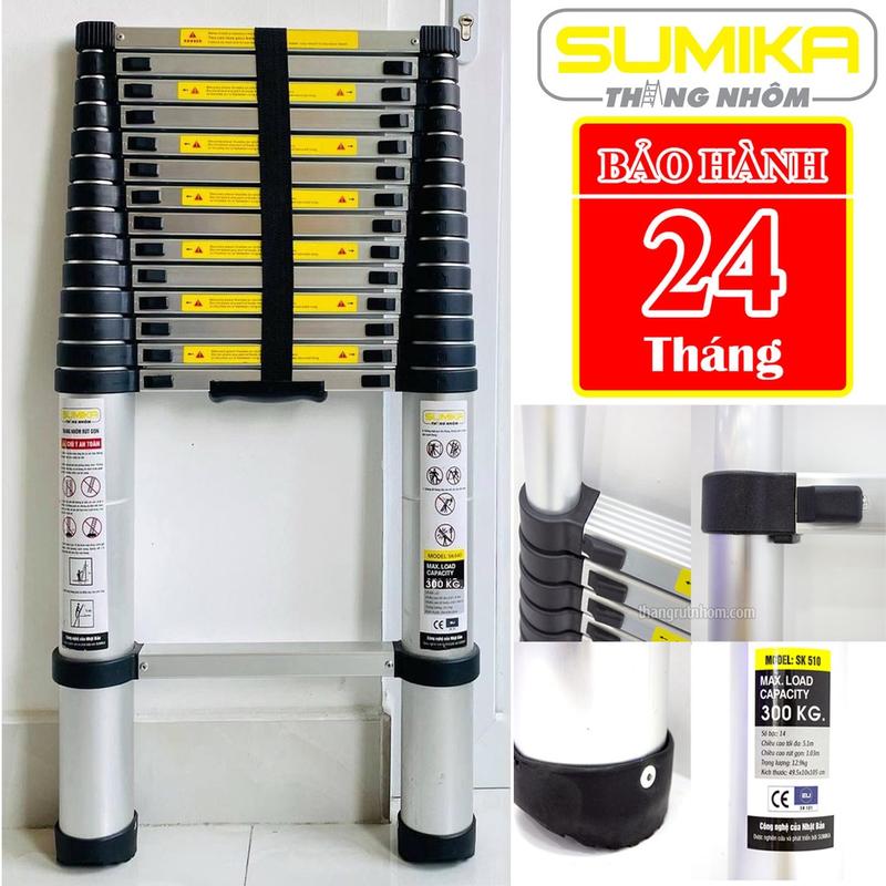  Thang nhôm rút đơn SUMIKA  5.1m - 6m SK510 - SK600 Siêu chắc chắn & bền An toàn tiện dụng Bảo hành 24 tháng 