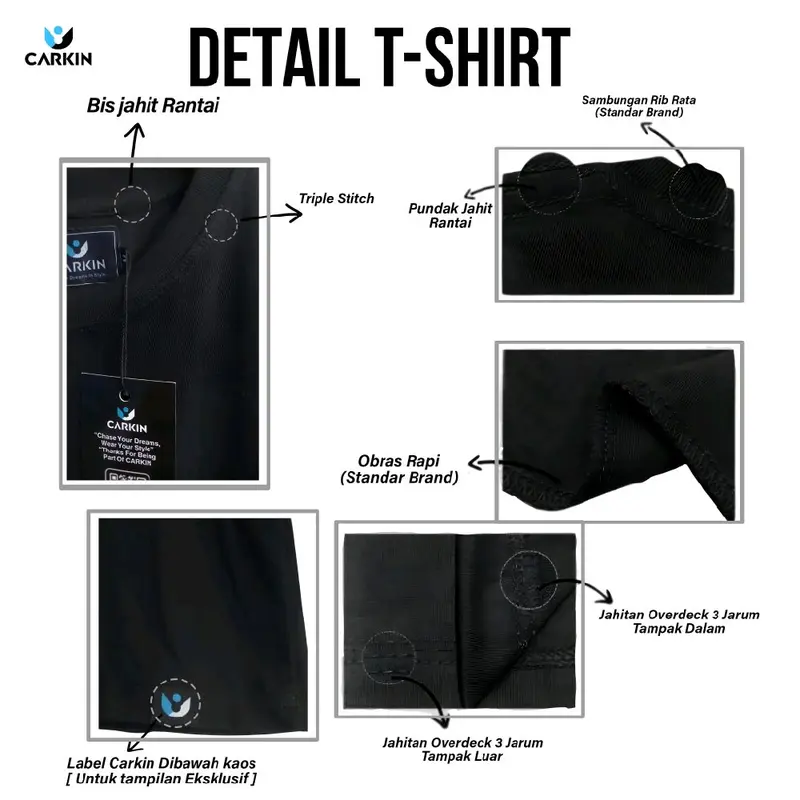 Carkin Velocity Kaos Katun Combed 24s Cewek Cowok Unisex Fit Keren Tangan Pendek 3