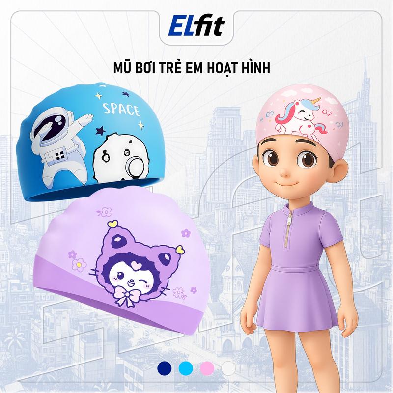 Mũ Bơi Silicone Họa Tiết Hoạt Hình Cho Trẻ Em - Chống Nước Bảo Vệ Tai Trùm Tóc…