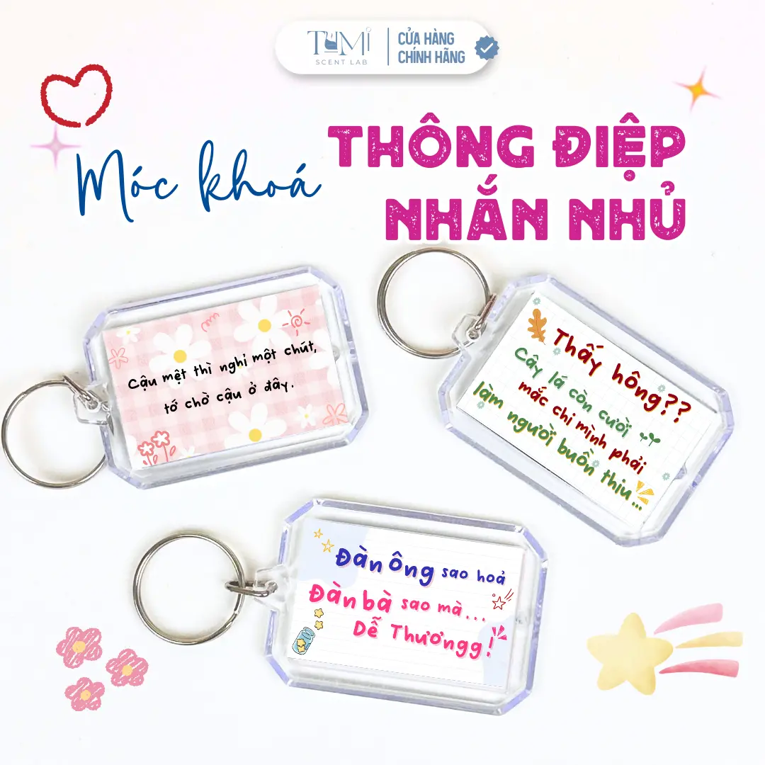 Móc Khoá Thông Điệp Nhắn Gửi Dễ Thương, Key Chain In 2 Mặt, Lời Nhắn Gần Gũi Tặng Mẹ, Bạn Bè, Người Yêu