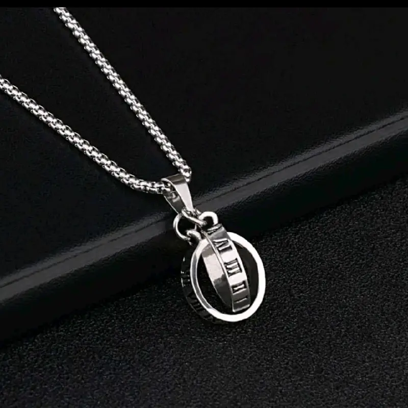 Elloise EN129 Kalung Silver Cincin Romawi 70cm Pria Wanita, Trendy, Rantai Titanium, Aksessories, Jewellry, Couple, Mewah ,Elegan, Anti Karat, Rantai Premium Tali Putih Titanium 》 1