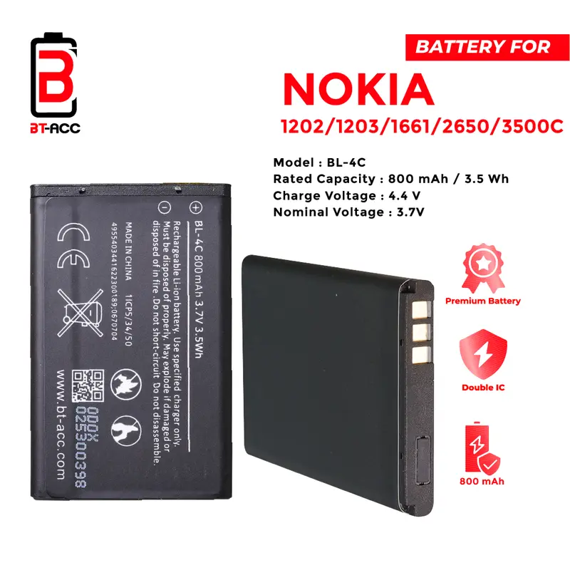 BT-ACC Battery Baterai For Hp Nokia BL4C 800mAh 2
