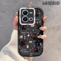 Gambar MHKEID Casing Hp untuk VIVO V25 5G V25E Case Pola Kucing hitam Kasing kepulan krim Silikon Softcase Casing - Gaya1, VIVO V25 5G dari MHKEID MALL Kab. Tangerang 3 Tokopedia