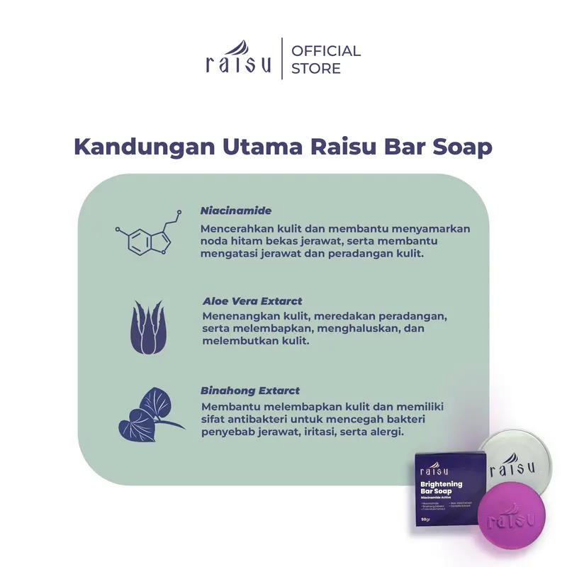 Raisu Brightening Bar Soap - 2pcs Sabun Pencerah Kulit 2