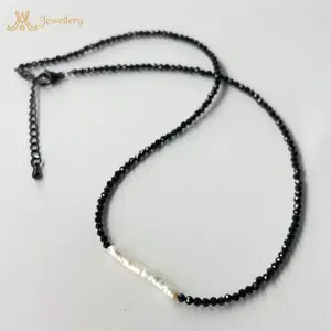Black tide pearl keshi necklace 36 cm+5 cm adjust