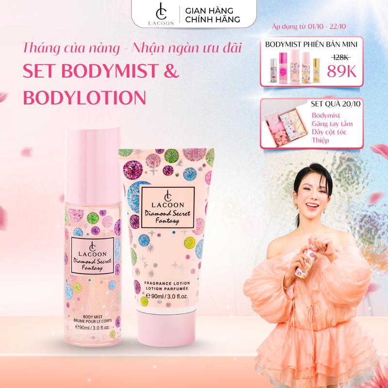 Xịt Thơm Toàn Thân LACOON Body Mist 90ml – Nước Hoa Body Mist Nam Nữ, Lưu Hương Cả Ngày, Khử Mùi, Dưỡng Da Mềm Mịn