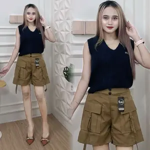 Hot pants wanita cargo cewek korean Celana pendek wanita santai