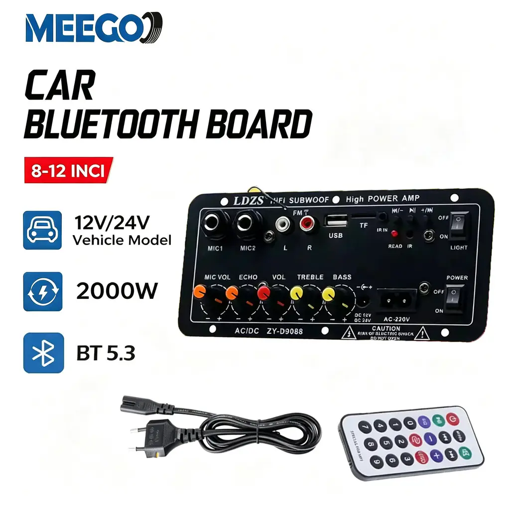 8-12 Inci 2000w Amplifier Board Audio Bluetooth USB Radio TF DIY Subwoofer D30 D10 Karaoke Power Stereo Bass Audio Karaoke FM Papan