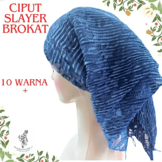 Ciput Jilbab Segiempat Slayer Jala Brokat Premium Renda