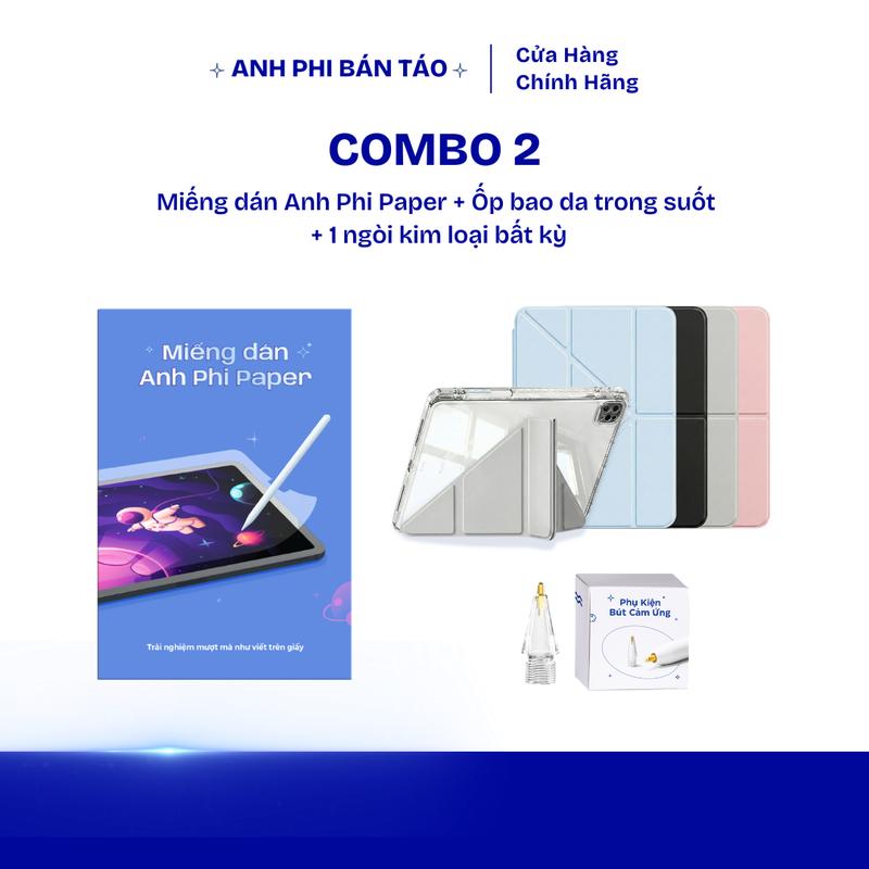 Combo Ốp Bao Da Trong Suốt, Miếng Dán Paperlike và Ngòi Kim Loại Nâng Tầm Trải Nghiệm Viết & Vẽ Trên Ai Pad
